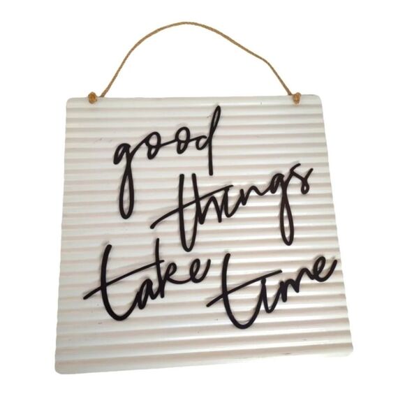 Metal 3D Sign good things take time Wall Hanging Art Cursive Letters - Picture 16 of 16